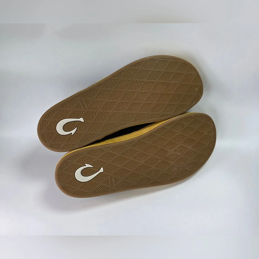 New Olukai Hamani Hulu Men's Wool Mule Slipper in Dusty Olive / Mustard Size 11